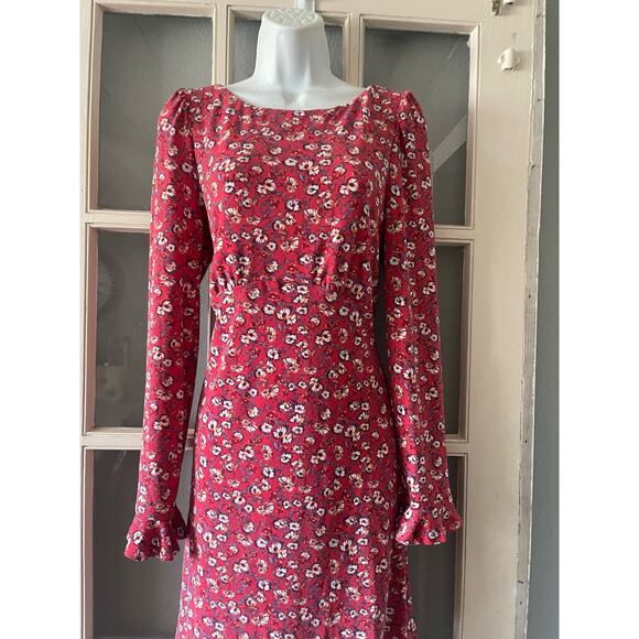 Free People Say Hello Boho Red Floral  Mini Dress - Picture 8 of 12